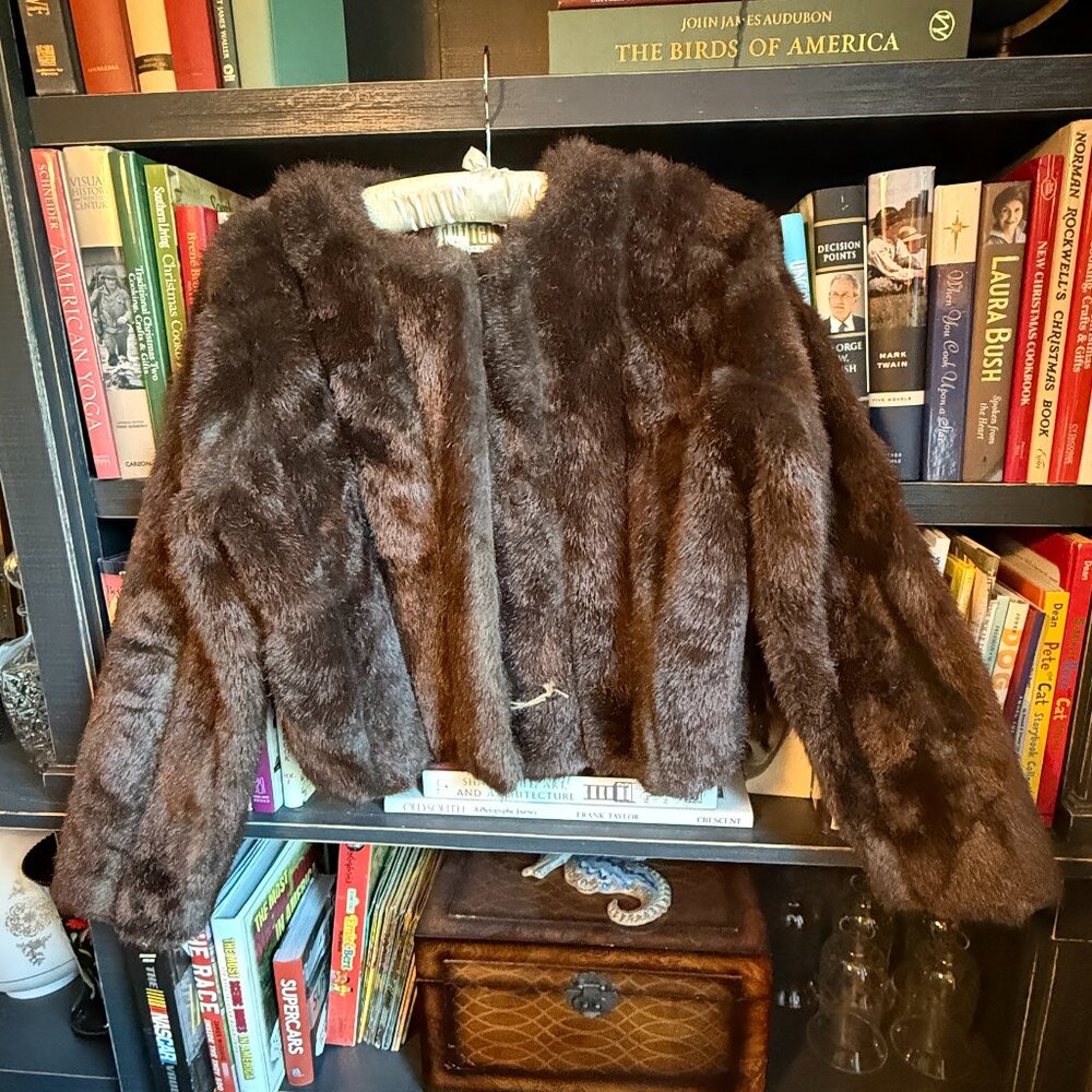 Vintage 90s Brown Canadian Faux Fur Jacket M